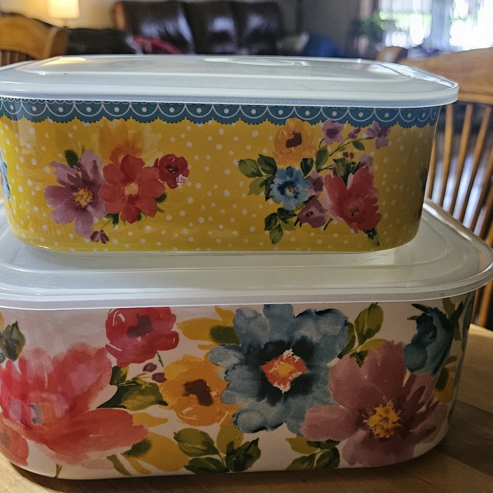 The Pioneer Woman Floral Nested Bakeware Set in Yellow, Blue, Pink, Green